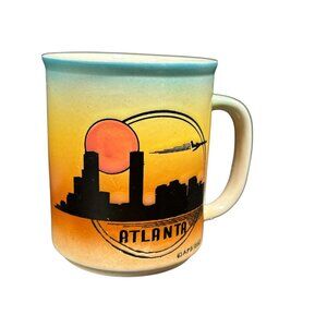 Vintage Skyline SUNSET Stoneware Mug Embossed Atlanta APS ATLANTA 1983 EUC Japan